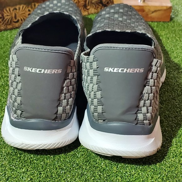 Skechers Men’s Equalizer / Memory Foam Slip-On Shoes – Gray Woven – Size 12 main image 5